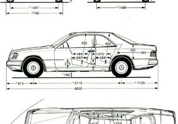 Mercedes 230 CE (1988) (Мерcедес 230 CЕ (1988)) - чертежи (рисунки) автомобиля